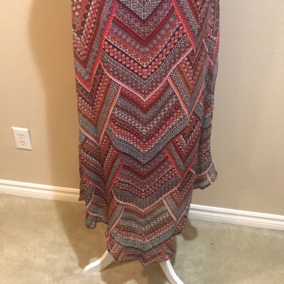 Chevron Patterned Sheer fully Lined Sleeveless Fish Tail Dress-Size L - Picture 6 of 12